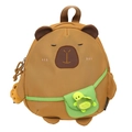 Zaino carino marrone a forma di capibara con ciondolo a tartaruga verde e mini borsa - Marrone con Ciondolo