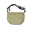 Minimalist khaki nylon messenger bag for kids with cute panda doll charm on strap - Khaki