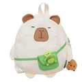 Zaino di peluche capibara carino beige con ciondolo a tartaruga e mini borsa verde decorativa - Bianco Con Pendente