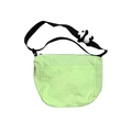 Minimalist light green kid's crossbody bag with black strap and panda plush pendant - Green