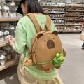 Zaino carino a forma di capibara marrone con accessorio tartaruga verde e morbido peluche - Marrone