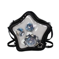 Star-shaped black PU leather Ita Bag with transparent window and metal studs - Black