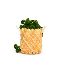 Handmade crochet pineapple bucket bag for kids with orange fruit texture and green leaves - Yellow Pineapple