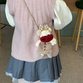 Handmade crochet cartoon doll crossbody bag with red lips and golden curly hair - Small