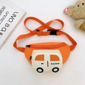 Cute orange car-shaped crossbody bag for kids with adjustable strap and zip closure - Orange