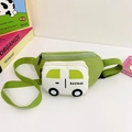 Riñonera infantil verde con coche de dibujos animados y correa ajustable de lona - Verde Hierba
