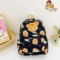 Zaino bimbi nero in tela con stampa capibara e decorazione con peluche tridimensionale - Nero