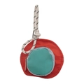 Mini round coin purse for kids featuring red and green contrast colors with a lanyard - Letter Patch Color Block Style / Orange