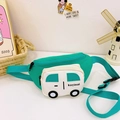 Riñonera infantil verde con diseño de coche de dibujos animados y correa ajustable - Verde Lago