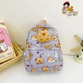 Sac à dos lavande motif capybara avec peluche 3D pour enfants et écoliers du primaire - Gris