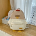 Close-up of cute cartoon chick backpack with red comb and yellow feet on a desk - No Pendant / White/Khaki