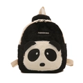 Mini zaino in peluche per bambini a forma di panda con morbida pelliccia bianca e nera - Nero