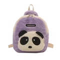 Zaino a panda in peluche lilla per bambini con pelliccia morbida e spalline - Viola