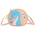 Sac bandoulière rond hippocampe rose et bleu pour enfants en cuir PU souple - Jaune
