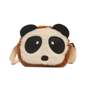 Borsa a tracolla panda in peluche marrone con viso crema e cinturino regolabile - Marrone