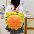 Cute hamburger cartoon backpack for kids featuring vibrant yellow and green color-block design - Large Hamburger (Backpack)