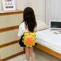 Cute yellow sunflower shaped children crossbody bag with green leaf and black strap - Small Hamburger (Crossbody Bag)