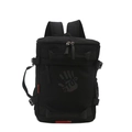 Zaino nero per bambini stile sportivo con stampa STOP grigia e tasche a rete - Nero