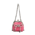 Roze gewatteerde mini-kettingtas voor meisjes met glinsterende strass-strik en retro sluiting - Rozerood