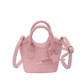 Mini borsa a secchiello rosa in pelle PU con ciondolo a stella e fiocco da donna - Rosa