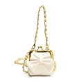 White quilted crossbody bag for girls with large bow and gold chain strap - White