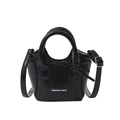 Glossy black mini tote bag with star pendant and adjustable shoulder strap for women - Black