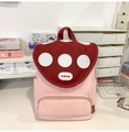 Close-up of cute pink and red polka dot backpack with front zipper pocket and nana logo - Without Pendant / Pink