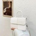 Mini sac bandoulière blanc pour enfants avec patchwork tissé et similicuir élégant - Blanc