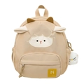 Zaino beige a forma di agnello per donna con orecchie 3D, gatto peluche e tasca - Con Ciondolo / Cachi