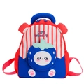Mochila infantil con rayas rojas blancas y bolsillo de fresa para preescolar - Rojo