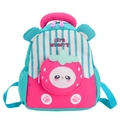 Mochila infantil con diseño de fresa, rayas rosa y verde azulado y orejas - Verde