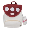Leuke paddenstoel canvas rugzak in crèmewit met rood gestippelde flap en konijn hanger - Met Hanger / Wit