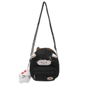 Cartoon sheep crossbody bag in black with 3D ears and star plush pendant accessory - With Pendant / Black