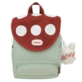 Cute mushroom-themed light green backpack with red polka dot lid and plush bunny charm - With Pendant / Green
