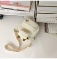 Cute cartoon lamb crossbody bag in cream white with 3D ears and adjustable shoulder strap - Without Pendant / White