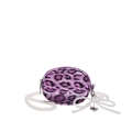 Mini purple leopard print crossbody bag with pearl chain and bow heart pendant detail - Purple