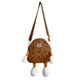 Schattige bruine koekjes crossbody tas met verstelbare riem en douding borduursel - Bruin