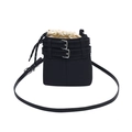 Borsa a secchiello nera con fibbie argentate e chiusura a coulisse a righe da donna - Nero