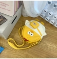 Sac bandoulière poussin mignon en toile jaune et blanc avec sangle réglable - Blanc avec Jaune sans Pendentif