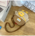 Petit sac bandoulière poussin en toile marron et beige avec bandoulière réglable - Kaki avec Marron sans Pendentif
