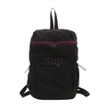 Schwarzer Sport-Rucksack für Kinder mit lila Sup-Logo und Kordelzugtaschen - Schwarz