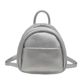 Mini mochila plateada metalizada para niños con correas ajustables y bolsillo frontal - Plateado