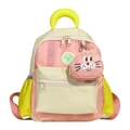 Sac à dos enfant color-block avec pendentif lapin mignon et bretelles ajustables - Grand / Rose