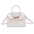 Mini cream crossbody bag for kids with gold twist lock and adjustable shoulder strap - Beige