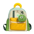 Sac à dos enfant bicolore vert et jaune avec un petit porte-monnaie mignon en peluche - Grand / Vert
