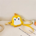 Cute yellow penguin shaped crossbody bag for kids with adjustable strap and PU leather finish - Yellow