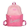 Roze patchwork schoolrugzak met Fashion-logo en Unique-borduurwerk voor leerlingen - Roze