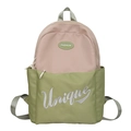 Roze en groene schoolrugzak met Unique-borduurwerk en Fashion-logo voor kinderen - Lichtgroen