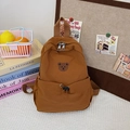 Sac à dos marron mignon pour enfants avec motif lapin et broderie ours dessin - Petit / Marron