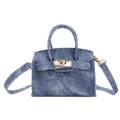 Mini sac bandoulière bleu pour enfant en denim avec fermoir doré et bandoulière - Gris